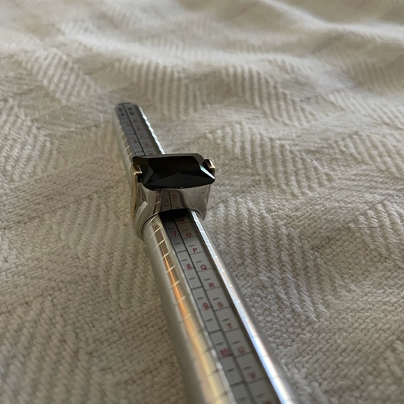 Vintage SETA Silver and Gold with Emerald Cut Dark Purple Stone Ring Size 6 - Picture 6 of 8